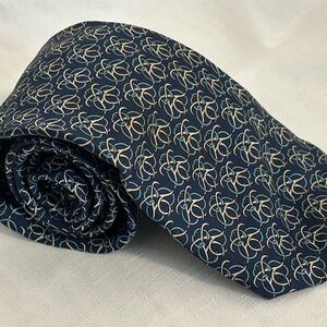 Hermes silk tie navy, light blue, white